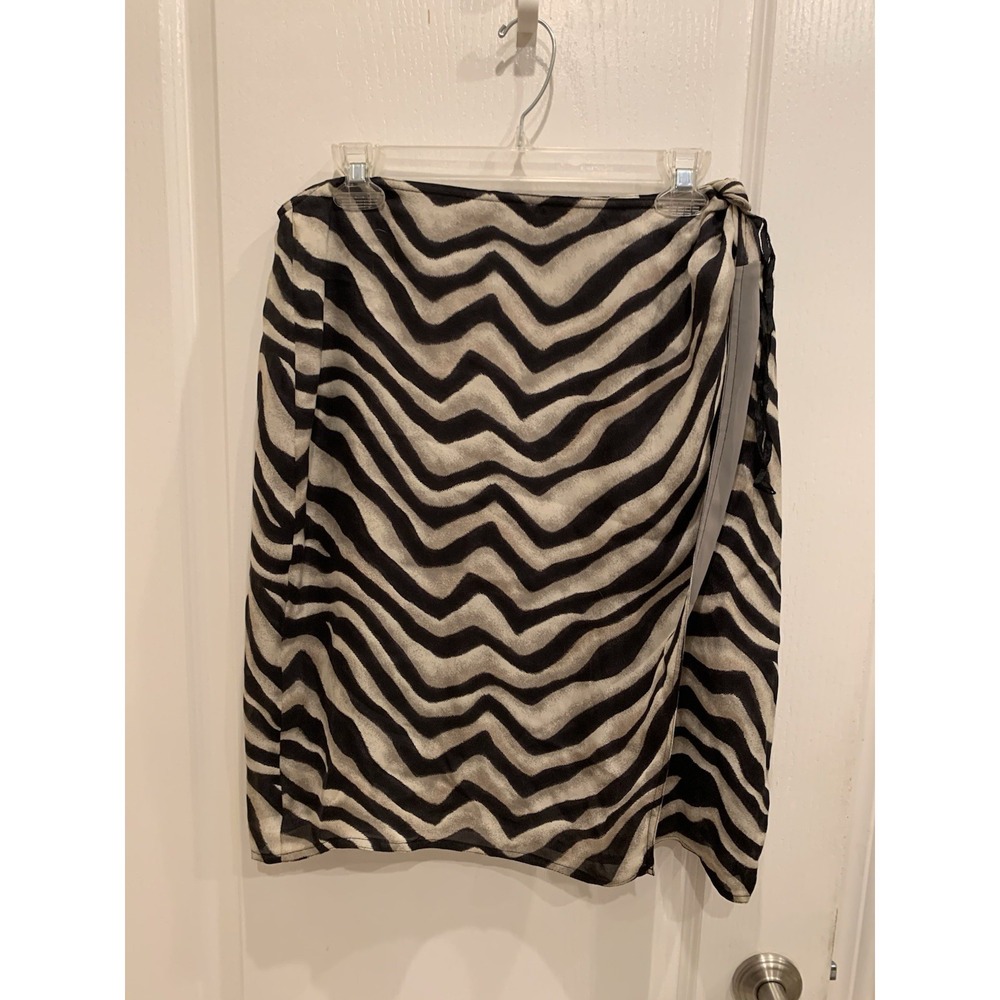 Lauren Ralph Lauren 100% Silk Wrap Tiger Stripe  Skirt Sz 16 Women's
